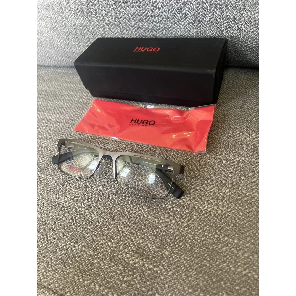 New Hugo Boss HG0293 Rectangle Matte Brown Gray Eyeglasses Authentic New Case